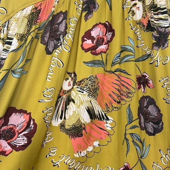 Free People - Silky Nights Floral And Birds Button Down Oversized Blouse Small - Picture 11 of 11